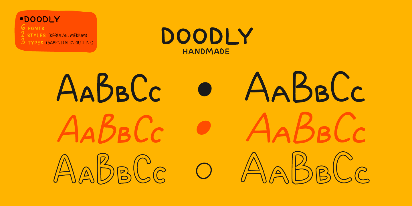 Przykład czcionki Doodly Italic